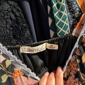 Liberty Love Floral Lace-Trim Slip Dress in Black and Orange